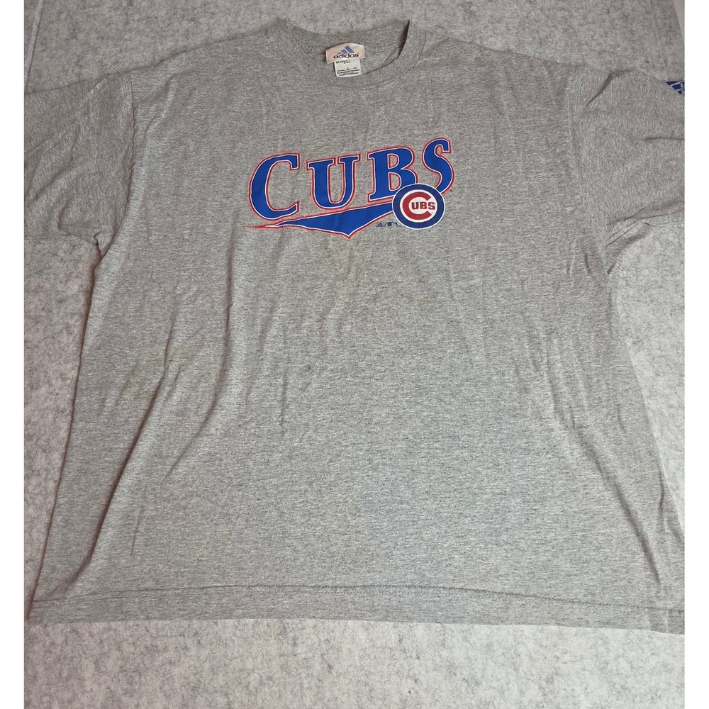 Vintage Chicago Cubs Adidas T-Shirt MLB Baseball Gray Graphic Tee Mens XL